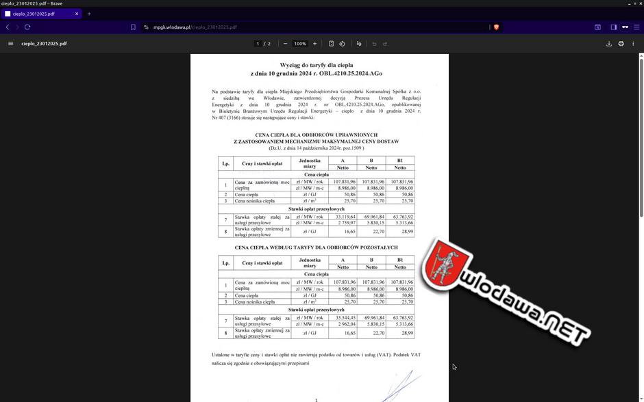 Włodawa: Czy MPGK we Włodawie dobrze policzyło taryfę ciepła? /wideo/ Wydarzenia z miasta Włodawy powiat włodawskiego i gminy Włodawa oraz Polesie Zachodnie na Sygnale i 24 na dobę