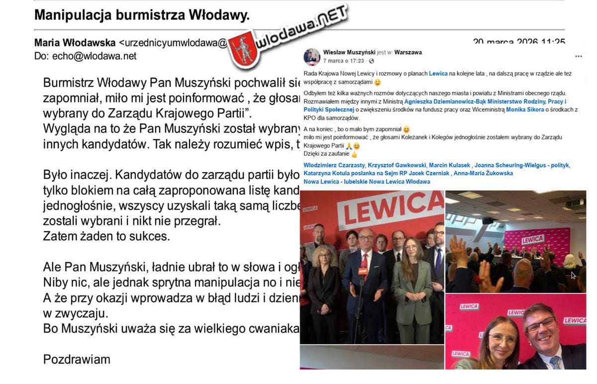 Włodawa: Wybór do władz partii czy tylko zatwierdzenie listy? Sprawa wpisu burmistrza